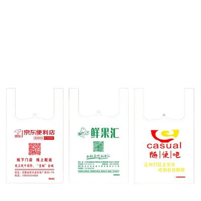 30 microns gilets en plastique sacs de transport en PE sacs de T-shirt en plastique blanc