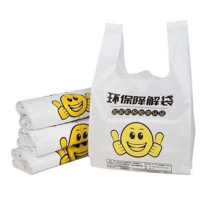 Sacs de magasinage biodégradables blancs et verts Sacs alimentaires en plastique biodégradables réutilisables