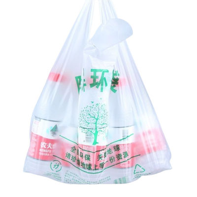 Sacs de magasinage biodégradables blancs et verts Sacs alimentaires en plastique biodégradables réutilisables