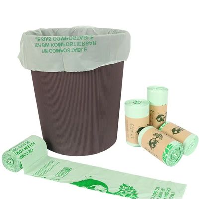 Biodégradable PLA poubelle liner sur rouleau imprimable couleur verte